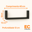 Ver imagem 3 de Nicho com 2 Prateleiras em U + 1 Nicho Colmeia Mdf Preto