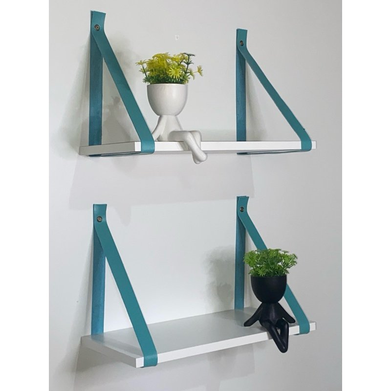 Kit 2 Prateleiras de Mdf 40x20cm:verde Agua