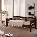 Ver imagem 3 de Sofa Cama de Madeira Maciça Cor Castanho