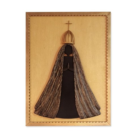 Quadro Painel Nossa Senhora Madeira Nobre em Alto Relevo Artesanal