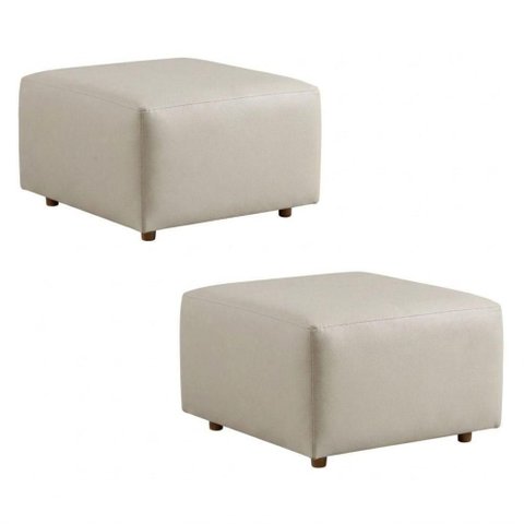 Kit 2 Puff Modular Block 74x74 cm Pes Madeira Courino Tcs 725 Moll