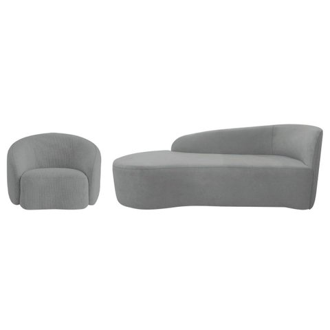 Kit Divã Recamier Orgânico França 160cm Lado Esquerdo e Poltrona Amore Bouclé