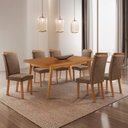 Ver imagem 1 de Mesa de Jantar Copper 180 cm Tampo MDF Laminado Canto Copo com 6 Cadeiras Aline