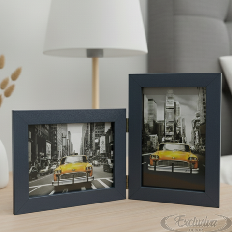 Porta Retrato Duplo 10x15 Moldura Preto com Vidro Decoração