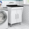 Tanque de Lavar Roupas 40 litros com Gabinete 2 Portas Multimóveis VCR10063 Branco/Preto - 2