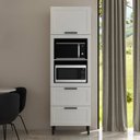 Ver imagem 1 de Torre Quente 2 Nichos Forno Microondas 1 Porta Basculante e 2 Gavetas 70cm TM1306 Grazi MDF Branco