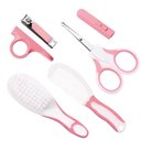 Ver imagem 1 de Kit Higiene Cuidados Saúde Bebê Escova Tesoura Pente 6 Pçs Rosa