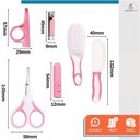 Ver imagem 2 de Kit Higiene Cuidados Saúde Bebê Escova Tesoura Pente 6 Pçs Rosa