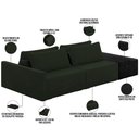 Ver imagem 4 de Sofá Ilha Modular para Sala 252cm com Puff Dublin K01 Veludo Verde e Sintético Preto - Lyam Decor