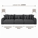 Ver imagem 4 de Sofá Retrátil 6 Lugares Linho Armani 2,90 Mts Grafite
