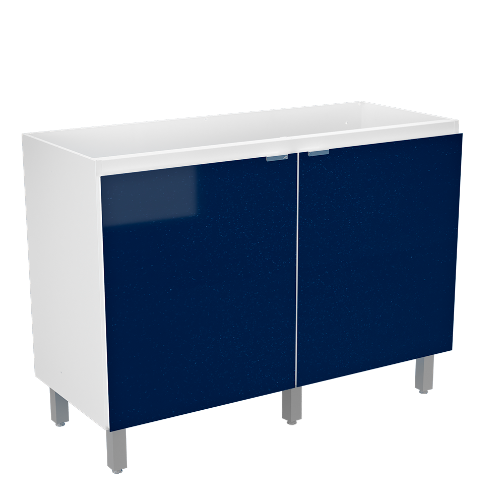 Balcão de Cozinha sem Tampo em Aço Quadria 2 Portas 120cm - Metalli Móveis Azul Noturno Saara Metáli