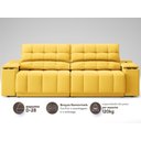 Ver imagem 5 de Sofá com Porta Copos Carregador Usb Ret Rec Samurai 2,30m Velosuede Canário - Netsofas