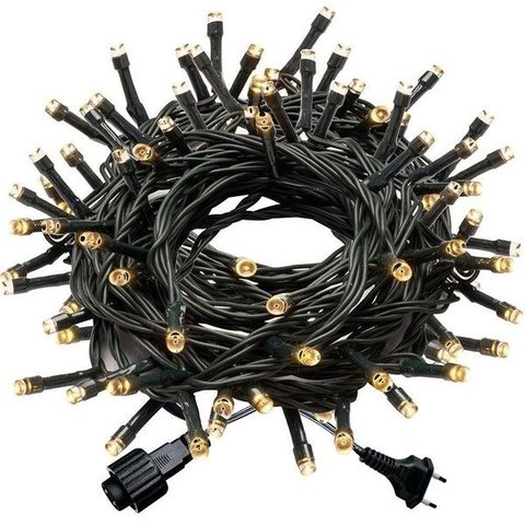 Kit 50 Cordão 100 Led Fixo Branco Morno Fio Verde Blindado 220v