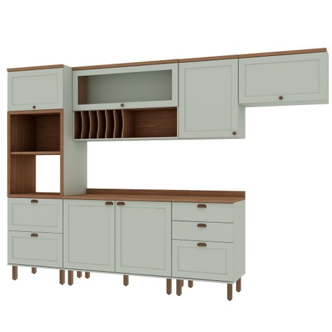 Cozinha Completa 6PÇS 7 Pts 4 Gav Iluminata Verde Mint/Ebano