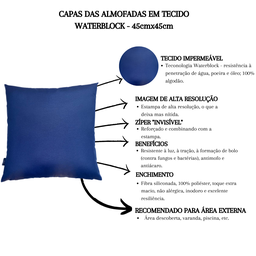 Kit 3 Almofadas Cheias Impermeável Área Externa Folhagens Azul (43cm) e Azul Marinho (45cm) - 3