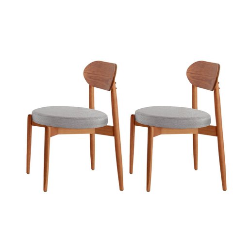 Conjunto com 2 Cadeiras em Madeira Maciça Hope Cinza/Luna/Imbuia Marrom