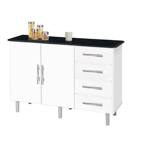 Balcao ParPlus Branco Marmorizado com 4 gavetas + 2 portas PASSE BEM