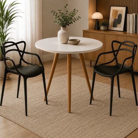 Conjunto Mesa de Jantar Redonda 70cm com 2 Cadeiras Allegra para Cozinha Sala de Jantar e Apartament