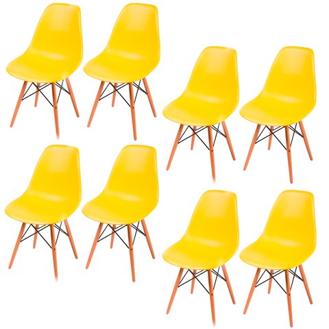 Kit 8 Cadeiras Eames Eifell 130PP Cor:Amarelo
