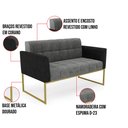Ver imagem 6 de Sofá Namoradeira 2 Lugares Base Industrial Dourado Elisa Preto/linho Grafite A26 D03 - D'Rossi