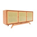 Ver imagem 4 de Balcão Buffet Ricco 167 Cm Laminado 3 Portas com Palhinha Amêndoa
