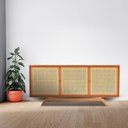 Ver imagem 2 de Balcão Buffet Ricco 167 Cm Laminado 3 Portas com Palhinha Amêndoa
