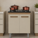 Ver imagem 1 de Balcão Armário de Cozinha para Cooktop 5 Bocas com 2 Portas Jade - Savana/Off-White