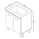 Ver imagem 3 de Balcão Armário de Cozinha para Cooktop 5 Bocas com 2 Portas Jade - Savana/Off-White