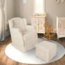 Poltrona Decorativa Amamentação Balanço e Puff Quarto Mamãe Bebê Corino:bege - 2