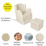 Poltrona Decorativa Amamentação Balanço e Puff Quarto Mamãe Bebê Corino:bege - 7