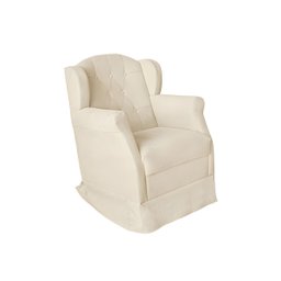 Poltrona Decorativa Amamentação Balanço e Puff Quarto Mamãe Bebê Corino:bege - 4