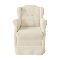 Poltrona Decorativa Amamentação Balanço e Puff Quarto Mamãe Bebê Corino:bege - 5