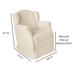 Poltrona Decorativa Amamentação Balanço e Puff Quarto Mamãe Bebê Corino:bege - 8