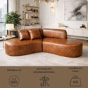 Ver imagem 6 de Sofá Orgânico Curvo Quatro Lugares 250cm em Corino Ocre Luxuoso com Almofadas