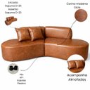 Ver imagem 5 de Sofá Orgânico Curvo Quatro Lugares 250cm em Corino Ocre Luxuoso com Almofadas