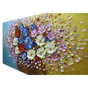 Ver imagem 3 de Quadro Pintura Tela fundo azul amarelo colorido buquê 5425: 90cm (A) x 180 cm (L)