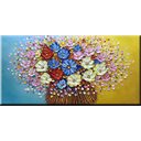 Ver imagem 1 de Quadro Pintura Tela fundo azul amarelo colorido buquê 5425: 90cm (A) x 180 cm (L)