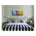 Ver imagem 2 de Quadro Pintura Tela fundo azul amarelo colorido buquê 5425: 90cm (A) x 180 cm (L)