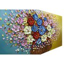 Ver imagem 4 de Quadro Pintura Tela fundo azul amarelo colorido buquê 5425: 90cm (A) x 180 cm (L)