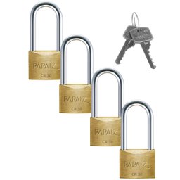 Cadeado Pequeno 30mm Haste Longa Latão Maciço Dourado com Chave | Papaiz | Kit 04 Un - 1
