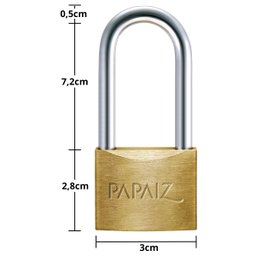 Cadeado Pequeno 30mm Haste Longa Latão Maciço Dourado com Chave | Papaiz | Kit 04 Un - 2
