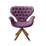Poltrona Decorativa Capitonê Tulipa Pés Giratórios Madeira Zurc Decor Linho cinza grafite 102 - 1