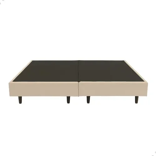 Base Box para Cama Casal Dobrável Suede 188x138 cm Bipartido - Bege