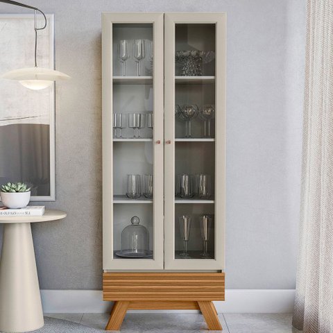 Cristaleira Retrô 71cm Sofia Nature/off White - Sallar Home