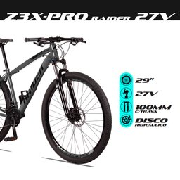 Bicicleta Aro 29 Quadro 19 Alumínio 27v Câmbio Shimano Freio Hidráulico Z3-X PRO Grafite - - 4