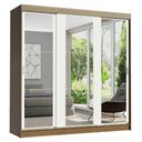 Ver imagem 2 de Guarda-Roupa Casal Madesa Reno 3 Portas de Correr de Espelho Rustic/Branco Cor:Rustic/Branco