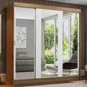 Ver imagem 1 de Guarda-Roupa Casal Madesa Reno 3 Portas de Correr de Espelho Rustic/Branco Cor:Rustic/Branco