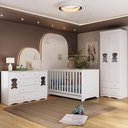 Ver imagem 1 de Quarto de Bebê Completo com Berço Americano 3 em 1 Doçura Multimóveis Mp4658 Branco
