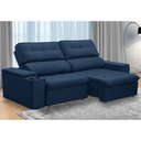 Ver imagem 2 de Sofá Retrátil Reclinável 3 Lugares 230cm Ginevra F05 Veludo Azul - Mpozenato