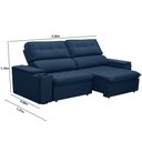Ver imagem 4 de Sofá Retrátil Reclinável 3 Lugares 230cm Ginevra F05 Veludo Azul - Mpozenato